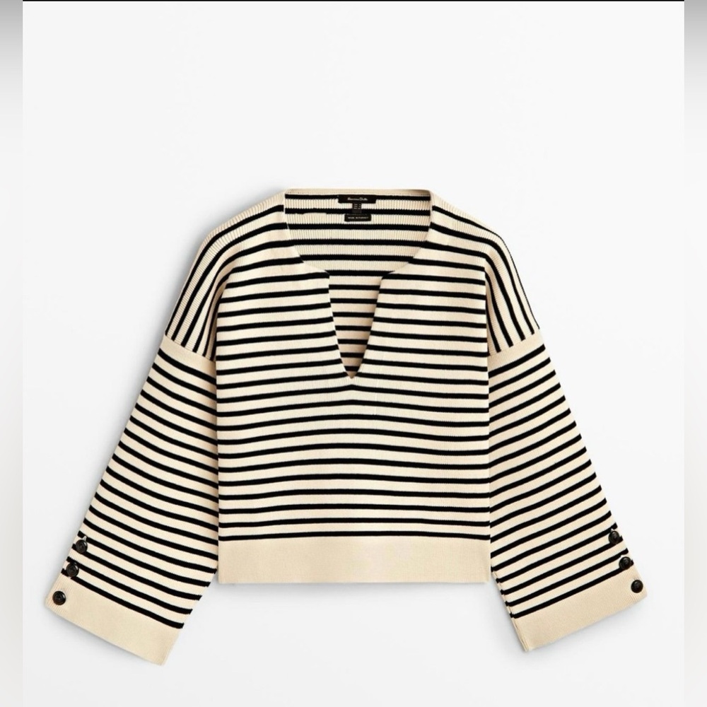 MASSIMO DUTTI Stripped Knit Sweater SIZE: MEDIUM - Picture 4 of 4